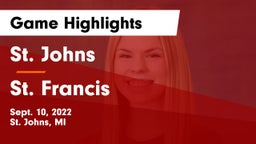 St. Johns  vs St. Francis  Game Highlights - Sept. 10, 2022