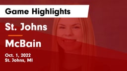 St. Johns  vs McBain Game Highlights - Oct. 1, 2022