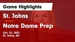 St. Johns  vs Notre Dame Prep Game Highlights - Oct. 22, 2022