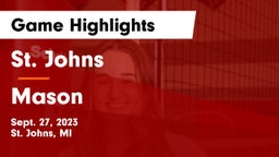 St. Johns  vs Mason  Game Highlights - Sept. 27, 2023