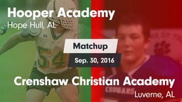 Matchup: Hooper Academy vs. Crenshaw Christian Academy  2016