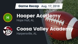 Recap: Hooper Academy  vs. Coosa Valley Academy  2018