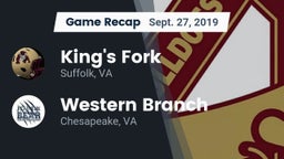 Recap: King's Fork  vs. Western Branch  2019
