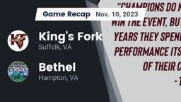 Recap: King's Fork  vs. Bethel  2023