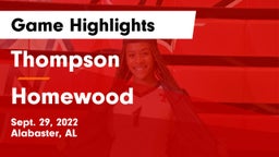 Thompson  vs Homewood  Game Highlights - Sept. 29, 2022