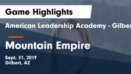 American Leadership Academy - Gilbert  vs Mountain Empire  Game Highlights - Sept. 21, 2019