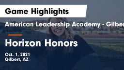 American Leadership Academy - Gilbert  vs Horizon Honors  Game Highlights - Oct. 1, 2021