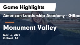 American Leadership Academy - Gilbert  vs Monument Valley  Game Highlights - Nov. 6, 2021