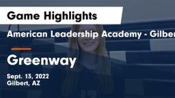 American Leadership Academy - Gilbert  vs Greenway Game Highlights - Sept. 13, 2022