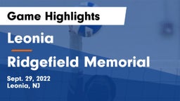 Leonia  vs Ridgefield Memorial  Game Highlights - Sept. 29, 2022