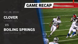 Recap: Clover  vs. Boiling Springs  2016