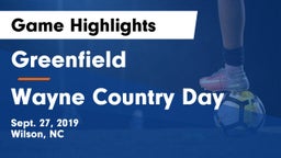 Greenfield  vs Wayne Country Day Game Highlights - Sept. 27, 2019