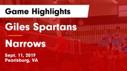 Giles  Spartans vs Narrows  Game Highlights - Sept. 11, 2019