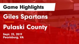 Giles  Spartans vs Pulaski County  Game Highlights - Sept. 23, 2019