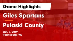 Giles  Spartans vs Pulaski County  Game Highlights - Oct. 7, 2019