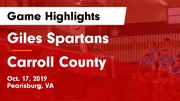 Giles  Spartans vs Carroll County  Game Highlights - Oct. 17, 2019