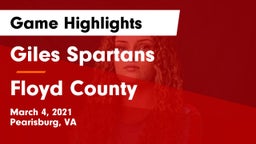 Giles  Spartans vs Floyd County  Game Highlights - March 4, 2021
