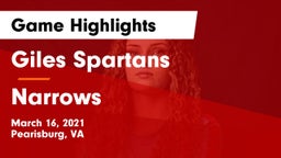 Giles  Spartans vs Narrows  Game Highlights - March 16, 2021