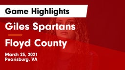 Giles  Spartans vs Floyd County  Game Highlights - March 25, 2021