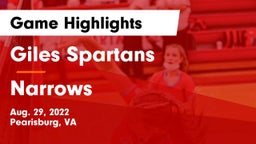 Giles  Spartans vs Narrows  Game Highlights - Aug. 29, 2022