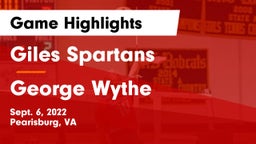 Giles  Spartans vs George Wythe  Game Highlights - Sept. 6, 2022