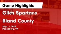 Giles  Spartans vs Bland County  Game Highlights - Sept. 1, 2022