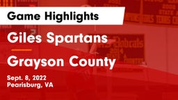 Giles  Spartans vs Grayson County  Game Highlights - Sept. 8, 2022