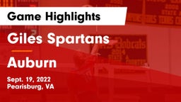 Giles  Spartans vs Auburn  Game Highlights - Sept. 19, 2022