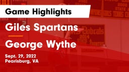 Giles  Spartans vs George Wythe  Game Highlights - Sept. 29, 2022