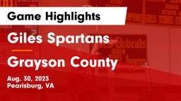 Giles  Spartans vs Grayson County  Game Highlights - Aug. 30, 2023