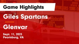 Giles  Spartans vs Glenvar  Game Highlights - Sept. 11, 2023