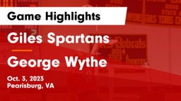 Giles  Spartans vs George Wythe  Game Highlights - Oct. 3, 2023