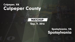 Matchup: Culpeper County vs. Spotsylvania  2016