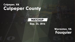 Matchup: Culpeper County vs. Fauquier  2016