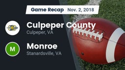 Recap: Culpeper County  vs. Monroe  2018