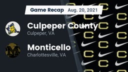 Recap: Culpeper County  vs. Monticello  2021