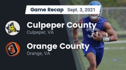 Recap: Culpeper County  vs. Orange County  2021