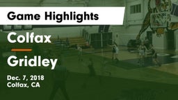 Colfax  vs Gridley  Game Highlights - Dec. 7, 2018