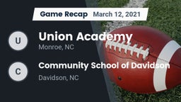 Recap: Union Academy  vs. Community School of Davidson 2021