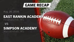 Recap: East Rankin Academy  vs. Simpson Academy  2016