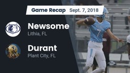 Recap: Newsome  vs. Durant  2018