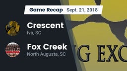 Recap: Crescent  vs. Fox Creek  2018