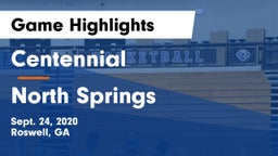 Centennial  vs North Springs  Game Highlights - Sept. 24, 2020