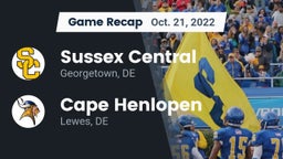 Recap: Sussex Central  vs. Cape Henlopen  2022
