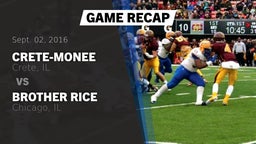Recap: Crete-Monee  vs. Brother Rice  2016