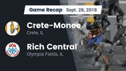 Recap: Crete-Monee  vs. Rich Central  2018
