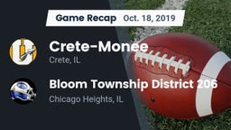 Recap: Crete-Monee  vs. Bloom Township  District 206 2019