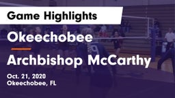 Okeechobee  vs Archbishop McCarthy  Game Highlights - Oct. 21, 2020