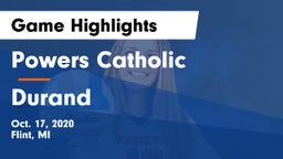 Powers Catholic  vs Durand  Game Highlights - Oct. 17, 2020