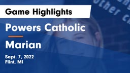 Powers Catholic  vs Marian  Game Highlights - Sept. 7, 2022